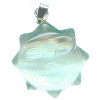 18mm Aqua Blue Quartz (Manmade) SUN FACE Charm/Pendant Bead - With Loop & Bail