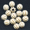 10mm Antiqued Bone White Acrylic Fluted Melon ROUND Beads