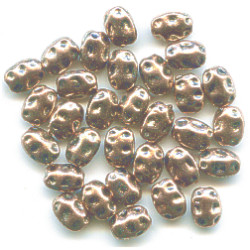 3x7mm Antiqued Metallic Copper Acrylic Dimpled Flat OVAL Beads