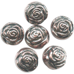 12mm Antiqued Metallic Copper Acrylic Rosebud ROUND Beads