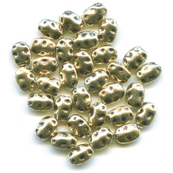 3x7mm Antiqued Metallic Gold Acrylic Dimpled Flat OVAL Beads