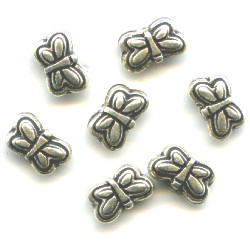 5x9mm Antiqued Metallic Silver Acrylic BUTTERFLY Beads