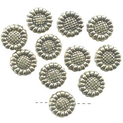 4x5mm Anitiqued Metallic Silver Acrylic Floral Daisy DISC Beads
