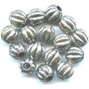 10mm Antiqued Metallic Silver Acrylic Fluted Melon ROUND Beads