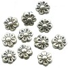 4x6mm Antiqued Metallic Silver Acrylic Floral Pansy DISC Beads