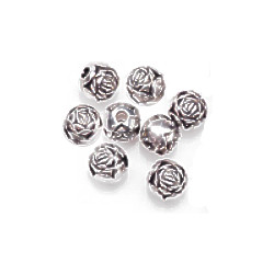 9mm Antiqued Metallic Silver Acrylic Rosebud ROUND Beads