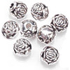 9mm Antiqued Metallic Silver Acrylic Rosebud ROUND Beads