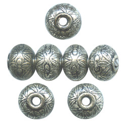 12x15mm Antiqued Metallic Silver Moroccan Style Acrylic RONDELLE Beads