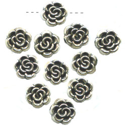 3x5mm Antiqued Metallic Silver Acrylic Floral Rosebud DISC Beads