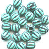 10mm Antiqued Turquoise Acrylic Fluted Melon ROUND Beads