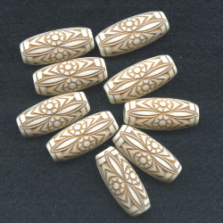 12x25mm Washed Bone White Acrylic Moroccan Style TUBE Beads