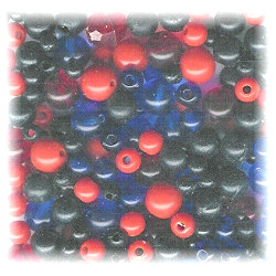 3mm - 6mm Black, Red & Blue Acrylic ROUND Bead Mix