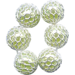 8mm Pale Green Pearl Mesh Acrylic ROUND Beads