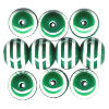 12mm Green & White Candy Striped Acrylic ROUND Beads