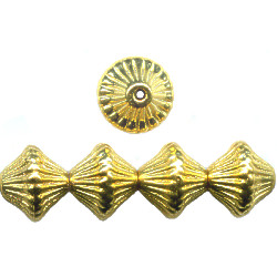 8x10mm Metallic Gold Acrylic Fluted BICONE Beads