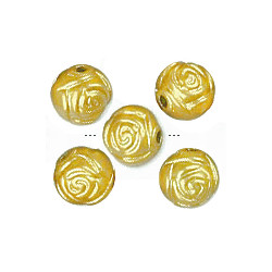 9mm Metallic Gold Acrylic Rosebud ROUND Beads