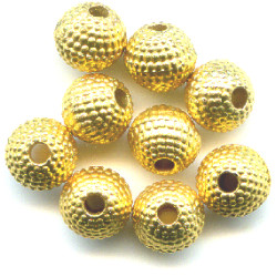 6mm Metallic Gold Acrylic Textured ROUND Beads