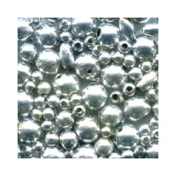 3mm - 6mm Metalic Silver Acrylic RICE & ROUND Bead Mix