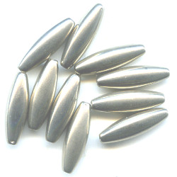 6x20mm Metallic Silver Acrylic SPAGHETTI / TUBE Beads
