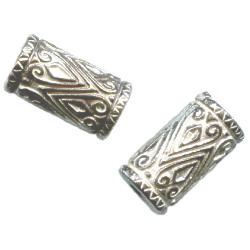 9x16mm Metallic Silver Acrylic Moroccan Style TUBE Beads