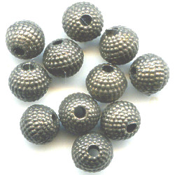 6mm Antiqued Metallic Silver Acrylic Textured ROUND Beads