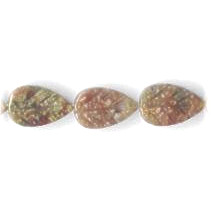 7x11mm Autumn Jasper (Epidot) Carved LEAF Beads