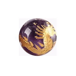 14mm Amethyst ROUND, Gold Etched Dragon Bead