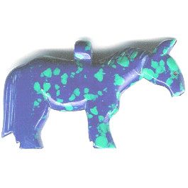 25x45mm Block Azurite-Malachite HORSE Animal Fetish Pendant