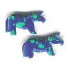 10x18mm Block Azurite-Malachite STANDING HORSE Animal Fetish Beads