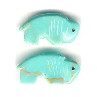 12x22mm Block Turquoise (Simulated) BUFFALO Animal Fetish Bead