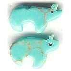 10x20mm Block Turquoise (Simulated) BEAR Animal Fetish Beads