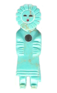 25x50mm Block Turquoise (Simulated) KACHINA Pendant/Focal Bead
