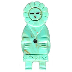 22x50mm Block Turquoise (Simulated) KACHINA Pendant/Focal Bead