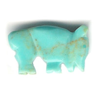 5/8" x 1-1/4" Block Turquoise (Simulated) BUFFALO Animal Fetish Pendant/Focal Bead