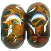 5x14mm *Autumn Flames* Lampwork Boro RONDELL Bead Pair - Laura Brito