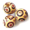 12mm Painted Wood ROUND Beads - Asian Circles