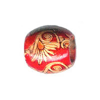 12x15mm Painted Wood BARREL Beads - Asian Red