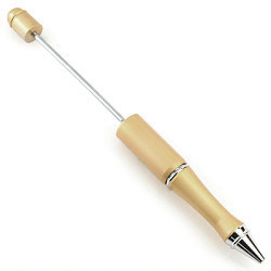 6" Matte Goldtone Metal *Beadable* PEN - Gift Bag & Refill Cartridges