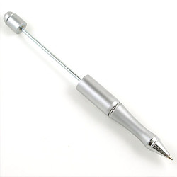 6" Matte Silvertone Metal *Beadable* PEN - Gift Bag & Refill Cartridges