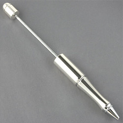 6" Shiney Silvertone Metal *Beadable* PEN - Gift Bag & Refill Cartridges