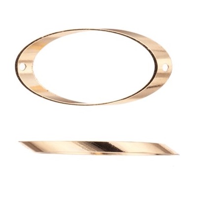 30x15mm SLOPED OVAL Brass BEAD FRAMES (22x13.5 mm ID): 16kt Gold-Plated