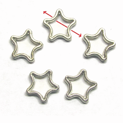 14x3mm STAR Steel BEAD FRAMES for 6mm Bead: Silver-Finished