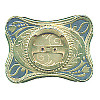 2-1/4" x 2-7/8" Gold Plated Western Floral BELT BUCKLE #2 - 30.5mm Round 4-Prong Bezel Setting