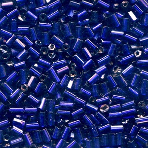 CZECH PRECIOSA® #1 (1.3x2mm) *Hex Cut* MACO TUBES / BUGLE BEADS: Transparent Dark Cobalt Blue