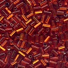 CZECH #1 (2x3mm) BUGLE BEADS: Transparent Hyacinth (Dark Orange) Silver-Lined