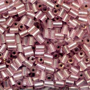 Vintage CZECH #1 (2x3mm) BUGLE BEADS: Transparent Light Rose Silver-Lined