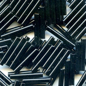 CZECH PRECIOSA® 1/2" (2x14-15mm) BUGLE BEADS - Opaque Black