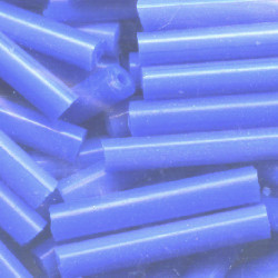 Vintage CZECH 3/4"  (4x19mm) Thick BUGLE / GLASS "WAMPUM" Beads: Opaque Medium Blue