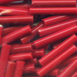 Vintage CZECH 3/4" (4x19mm) Thick BUGLE / Glass "WAMPUM" Beads: Opaque Red