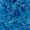 CZECH #2 (2x4-5mm) 1/16"W x 3/16"L BUGLE BEADS: Transparent Montana Blue Satin